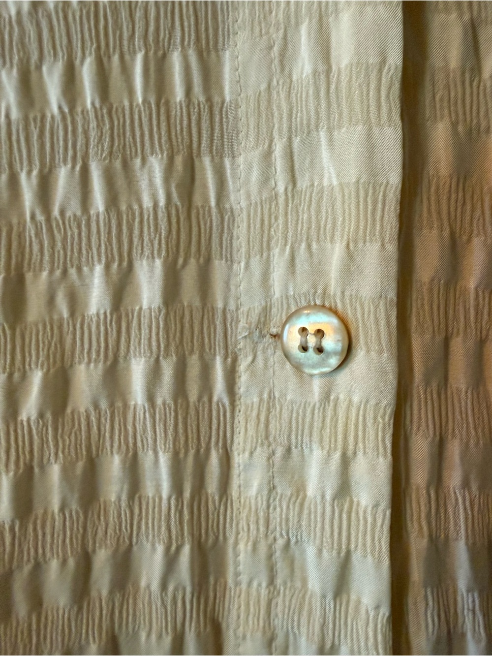 Vintage 1990's Klis Collection Cream Textured Silk Button-Front Blouse - Picture 5 of 12